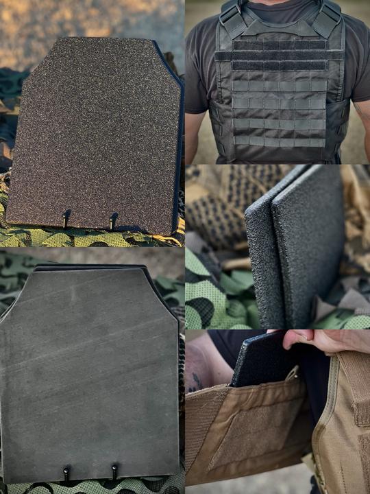Body Armor, Bullet Proof Vest, AR500 Steel Plates, Base Frag Coating-  Plate Carrier Gray, Body Armor Megastore